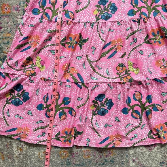 Smith & Quinn Lane Pink Floral Short Sleeves Tie Waist Maxi Dress Women’s Small - Picture 6 of 9